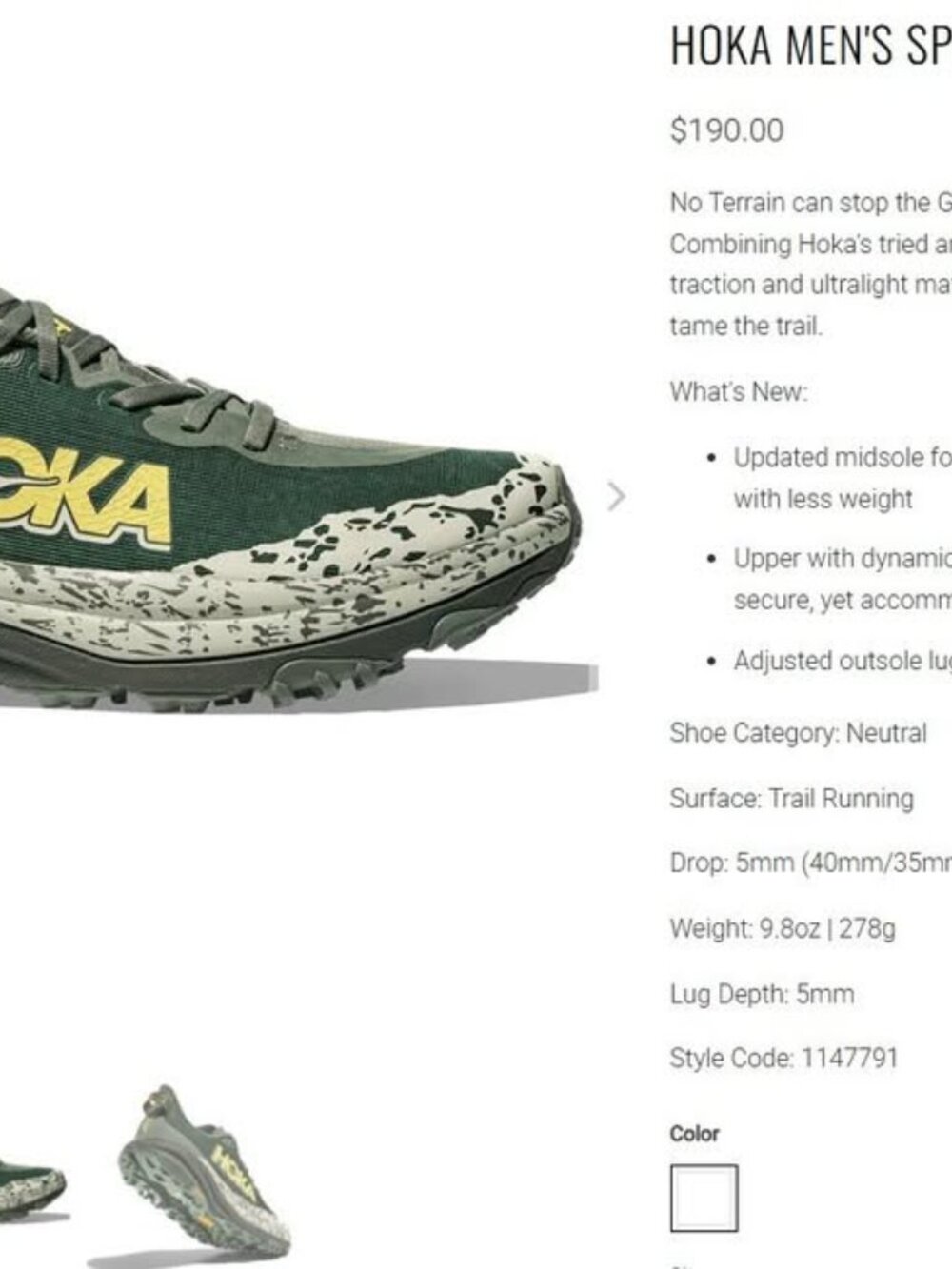 Hoka Speedgoat 6 11.5 Wide Men Trail running shoe - Picture 5 of 6